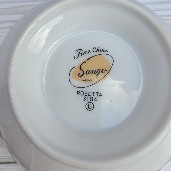 Sango Rosetta 3104 Creamer & Sugar Bowl w/Lid w/Platinum Trim Japan Pink Roses - Picture 10 of 14